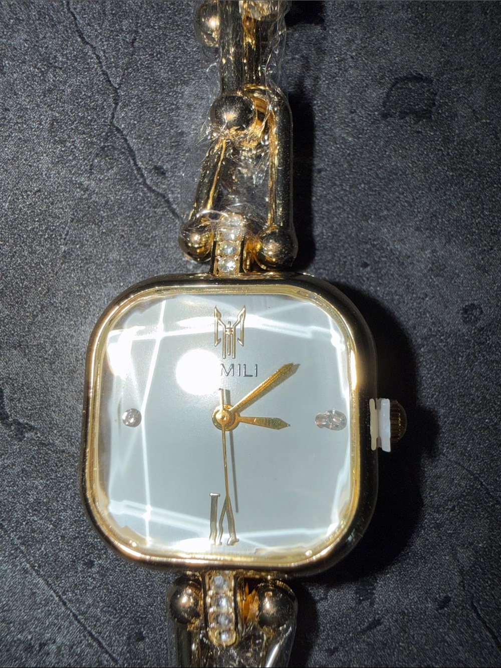 Women’s Gold Bracelet Watch with White Dial